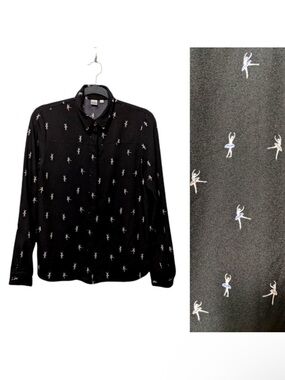 TWIK Ballerina Print Button Front Shirt M